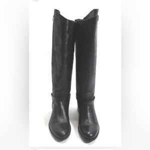 CHARLES DAVID WOMEN'S RUMBLE KNEE-HIGH MEDIUM-HEEL BOOT BLACK LEATHER SIZE 7 MED